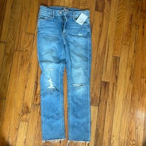 MOTHER mid-rise dazzler ankle fray